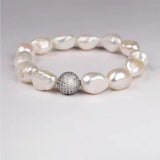 Grey Pearl Bracelet Crystal Ball Baroque Charm Bracelet