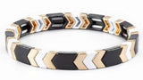 Rainbow Bracelet Enamel Tile Alloy Beaded Stackable Elasticity Bangles