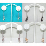 AA Pearl Earrings White Pink Lavender 3 Beads Dangle Earring