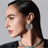 Women Ice and Snow Secret Bright Round Snow Flower Earrings