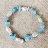 Baroque Freshwater Pearl Bracelet with Crystal Chips Stone