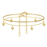 925 Silver Snake & Beads Chain Anklets for Women SSA06