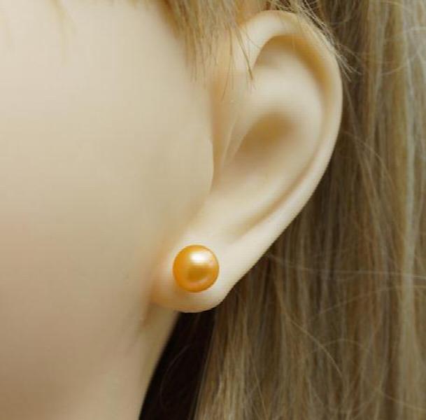 Orange Pearl Earring S925 Sterling Silver Stud Fine Jewelry Wedding