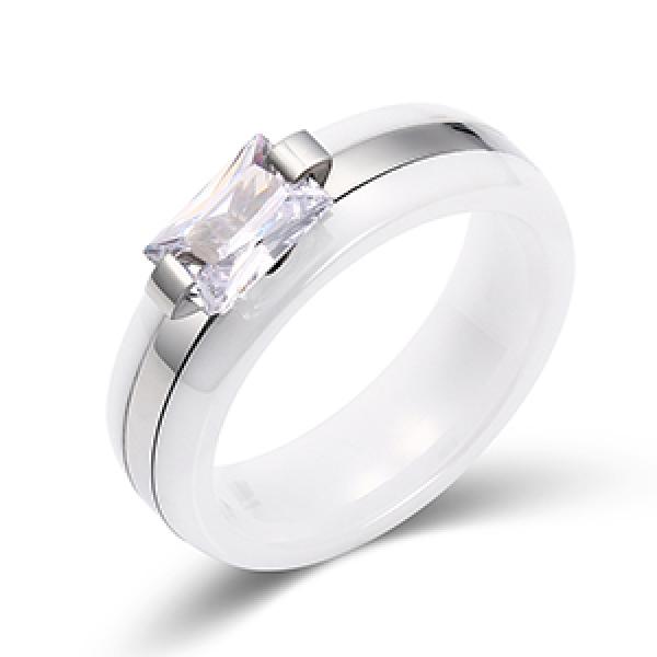 6MM Ceramic Ring Stainless Steel With Crystal Bing Zircon Unusual Jewelry