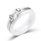 6MM Ceramic Ring Stainless Steel With Crystal Bing Zircon Unusual Jewelry