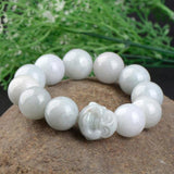 Natural Burmese Jadeite Light Green Buddha Bracelet