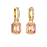HECHENG Colorful Zircon Enamel Earrings 18K Plated Jewelry