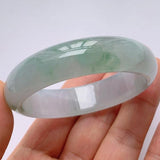 Natural Burmese Jade Light Green Two-Color Bracelet 54-64mm