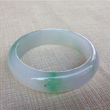Zheru Jewelry Natural Burmese Jadeite 54-64mm Light Green Two-Color Bracelet