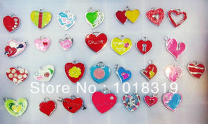 100Pcs Enamel MIXED heart charms for key charm