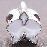 Orchid Charm 925 Sterling Silver Flower Bead for Bracelet DIY Jewelry