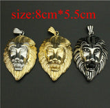 Big Lion Pendant Silver 316L Stainless Steel Necklace