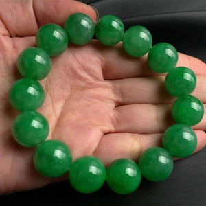 Natural Burmese Emerald Green Round Bead Bracelet for Men and Women