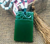 Jade Dragon Pendant Green Stone Necklace