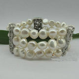 Natural 9-10mm Freshwater Pearl Triple Strand Bracelet