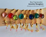 10PCS Mix Round Glass Quartz Bezel Bracelet, Gold Bangle