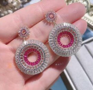 S925 Silver Circle Zircon Crystal Earrings DIY Accessories