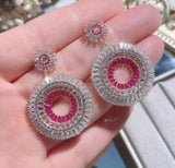 S925 Silver Circle Zircon Crystal Earrings DIY Accessories