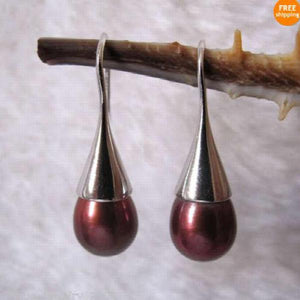 Chocolate Freshwater Pearl Dangle Earrings Wedding Gift