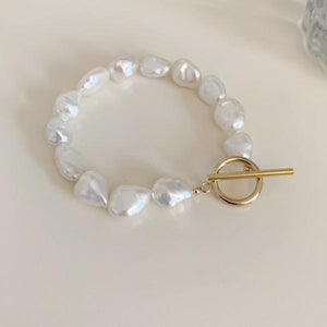 Baroque Pearl Bracelet 9-10mm White/Black/Purple Freshwater Pearl
