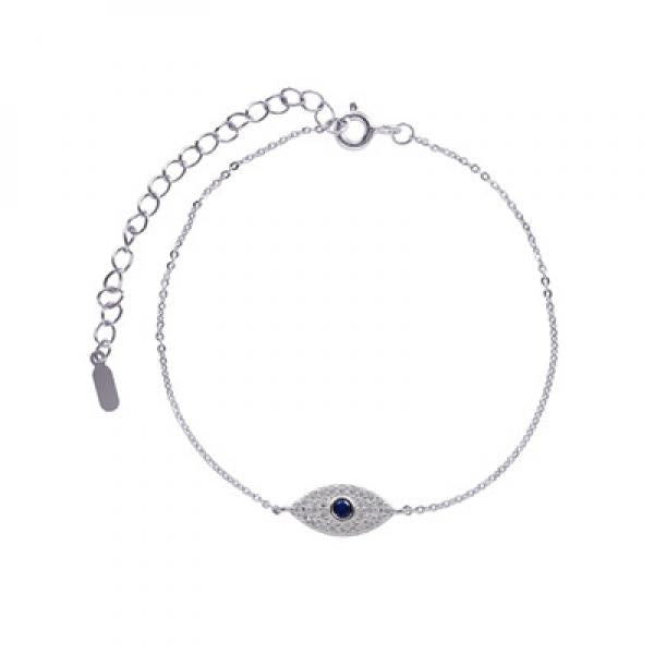 925 Silver Evil Eye Link Chain Bracelet for Women