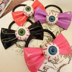 12pcs Zipper Bow Headband Eyes Hair Rope Hair Band