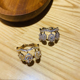 Brazil CZ Stackable Rings for Women Wedding Square Ellipse Beach Jewelry