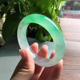 Zheru Jewelry Natural Myanmar Jade Green Two-Tone Bracelet Princess Jewelry