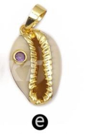 Shell Pendant Cowrie CZ Charm Women Summer Beach Jewelry