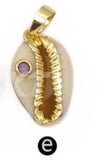 Shell Pendant Cowrie CZ Charm Women Summer Beach Jewelry