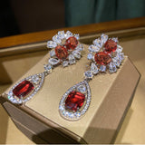 Pigeon Blood Red Water Drop Ruby Earrings