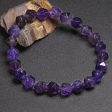 Natural Amethyst Bracelet Cut Surface Couple Stone Bracelet