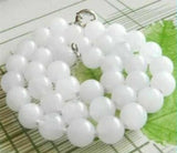 Natural Purple Jade Round Gemstone Beads Long Necklace 34''