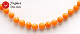 Qingmos Natural Orange Coral Necklace 5-6mm Round Coral Chokers 17''