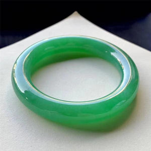 Natural Burmese Green Round Bar Jade 54-64mm Bangle