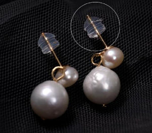Double Bead Freshwater Pearl Earrings - Charming Women Gift