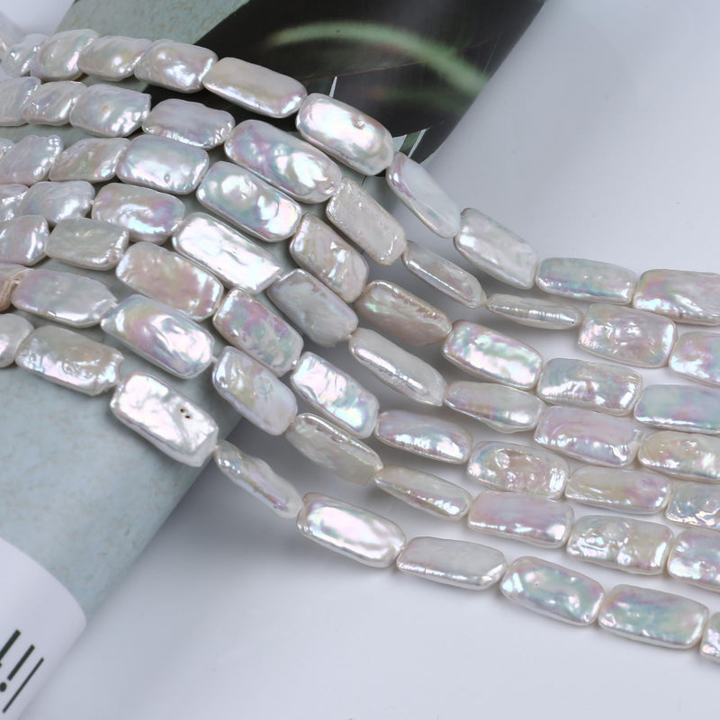 Real Freshwater Pearl Beads String 10x20mm Rectangle Shape