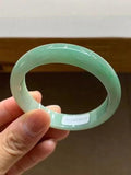 Zheru Jewelry Natural Burmese Jade Light Green Bangle
