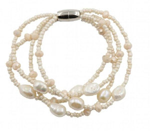Freshwater Pearl Bracelet 4 Rows Multilayer Beads Jewelry Bracelet Women Wedding