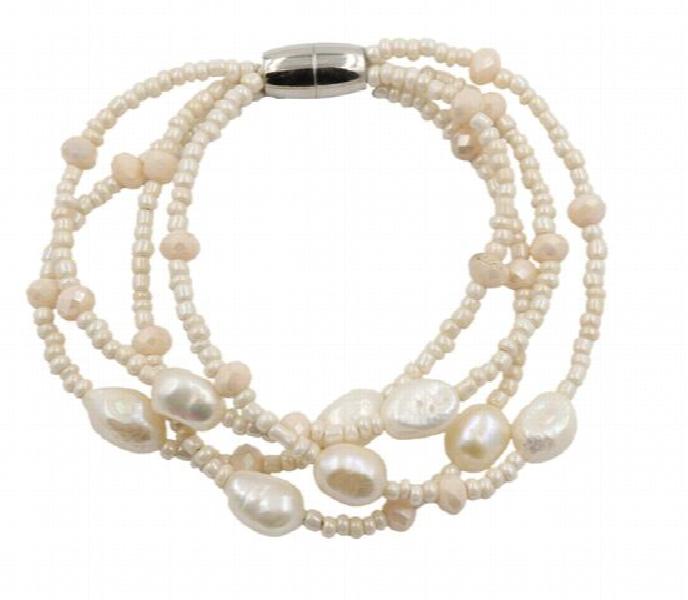 Freshwater Pearl Bracelet 4 Rows Multilayer Beads Jewelry Bracelet Women Wedding