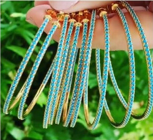 Geometric Turquoise Stone Circle Hoop Earring Women Jewelry