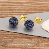 Nidin Classic 8MM Ball Beads Stud Earrings CZ Zircon Jewelry Party Gift
