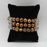 Natural 9-10mm Freshwater Pearl Triple Strand Bracelet