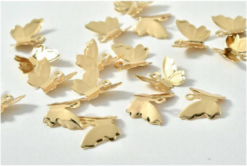50pcs Butterfly Copper Floating Locket Charms DIY Jewelry Accessory