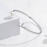Arabic Name Bangle Stainless Steel Pearl Bracelet Personalized Cuff