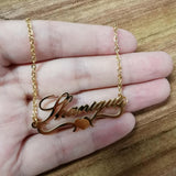 Raexrage Heart Name Necklace Stainless Steel Double Link Chain