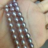 Natural Loose Pearl Jewelry Pink Purple AA 7-8MM Rice Freshwater Pearl