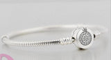 925 Silver Snake Chain Pan Bracelet Crown Beads Clips Jewelry