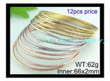 12 pcs Womens Bangles 316L Stainless Steel Silver/Gold/Rose Round Bracelets