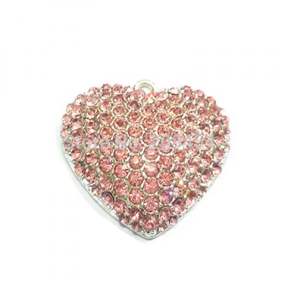 10pcs Full Rhinestone Heart Pendants for Chunky Necklace